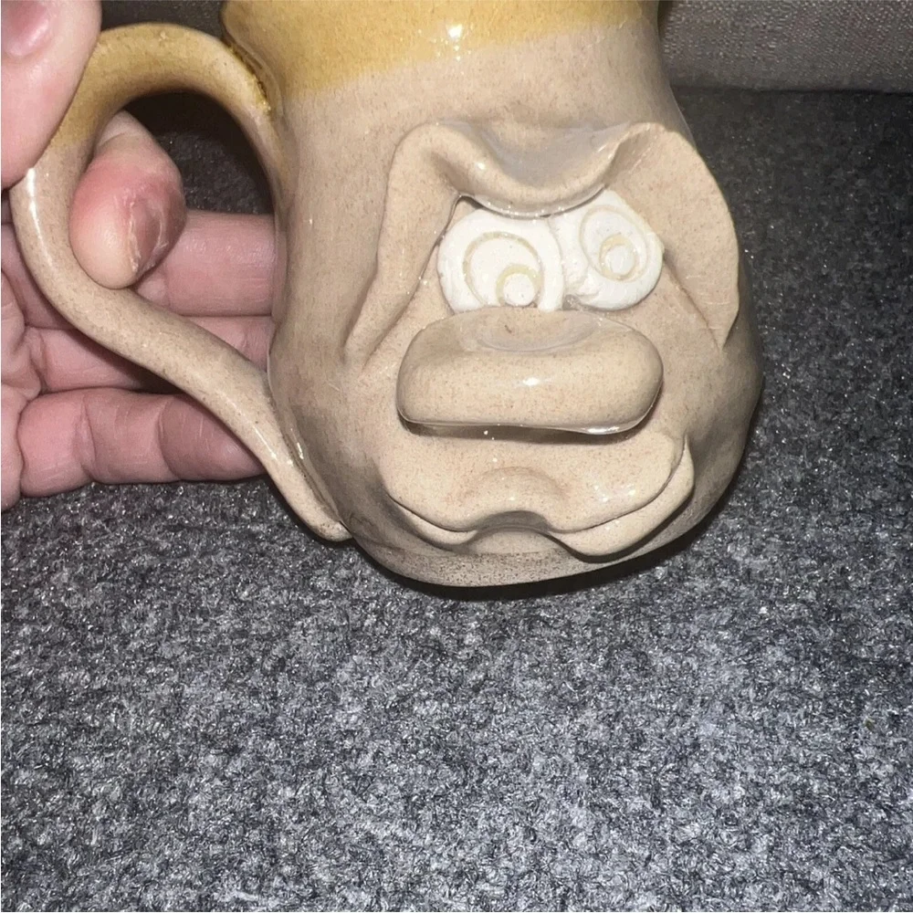 Vtg Uglies Mug Pottery Hand Crafted Funky Face Small Folk art Unique - Picture 4 of 6